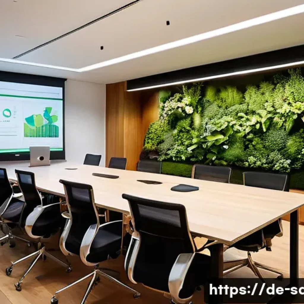 지속가능발전 전문가의 업무와 역할 - A modern corporate office meeting room in Berlin with diverse sustainability experts engaged in a st...