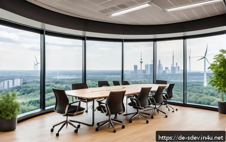 지속가능발전 분야 전문성 강화 - A modern corporate workshop scene in Germany focused on sustainable skills development: diverse prof...