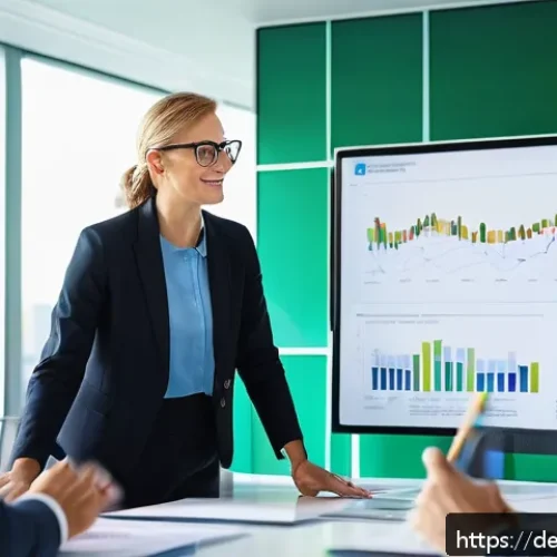 지속가능발전 전문가의 직무 분석 - A professional sustainability manager leading a diverse team meeting in a modern German corporate of...