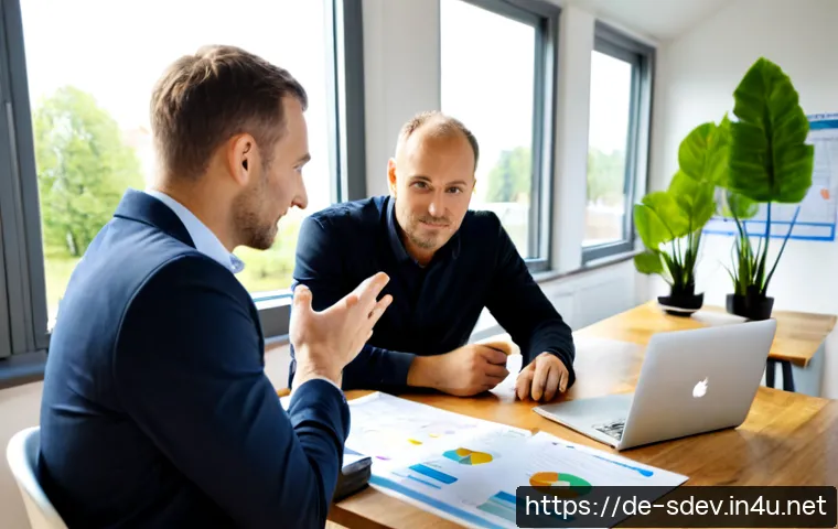 지속가능발전 전문가 업무 성과 - Photorealistic sustainable development consultant in a bright modern German municipal office, review...